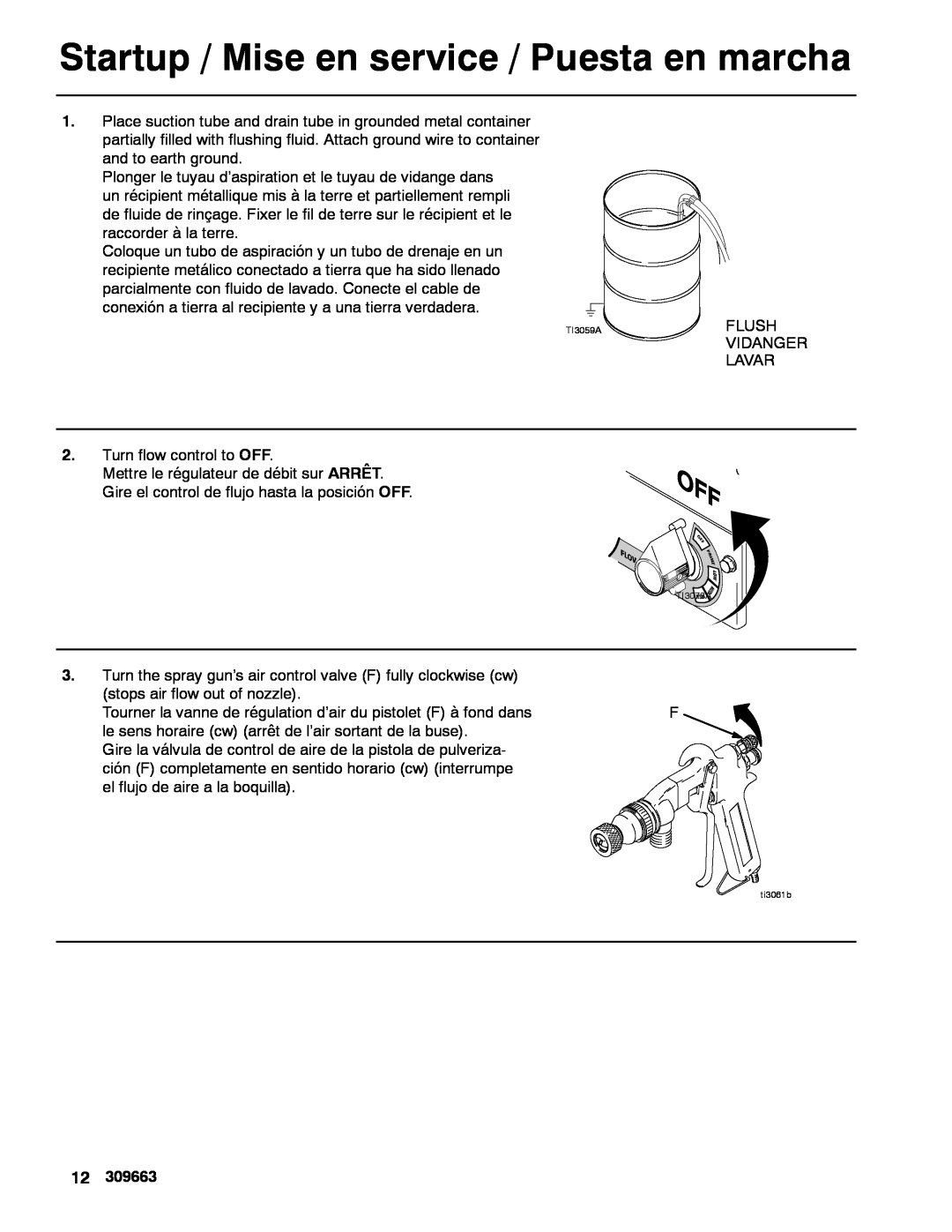 Graco Inc 309663E, 234113, 1030 FC manual Startup / Mise en service / Puesta en marcha 