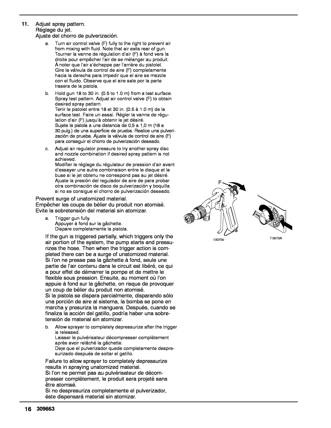 Graco Inc 234113, 309663E, 1030 FC manual Sujete la pistola a una distancia de 0,5 a 1,0 m 18 a 