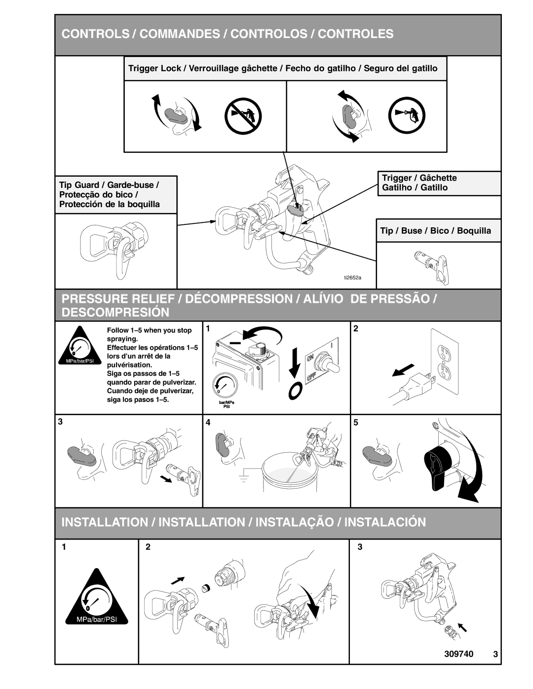 Graco Inc 309740 manual Installation / Installation / Instalação / Instalación 