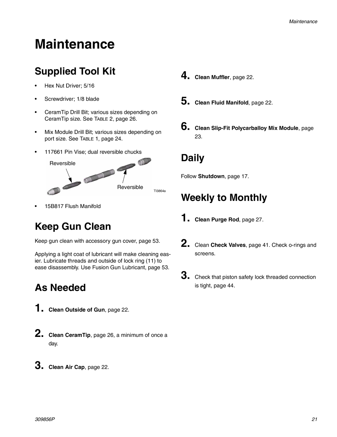 Graco Inc 309856P, TI3840a, 2004230905 important safety instructions Maintenance 