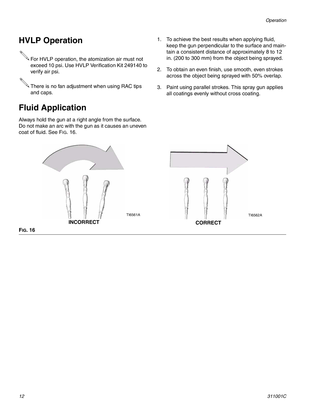 Graco Inc 311001C important safety instructions Hvlp Operation, Fluid Application 