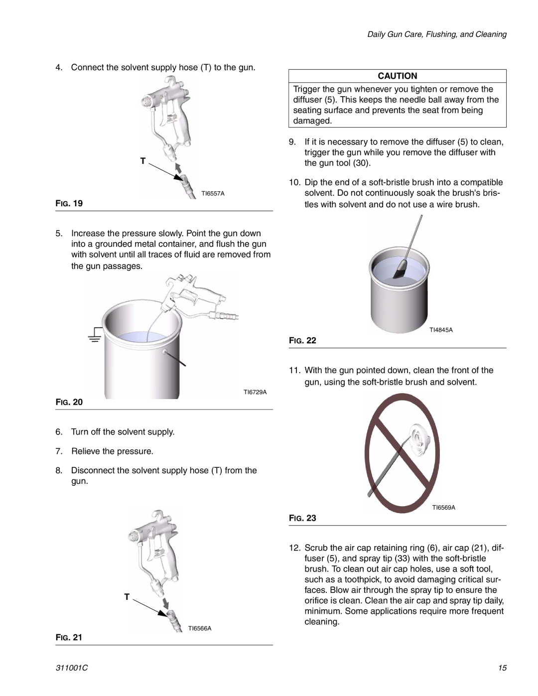 Graco Inc 311001C important safety instructions Connect the solvent supply hose T to the gun 