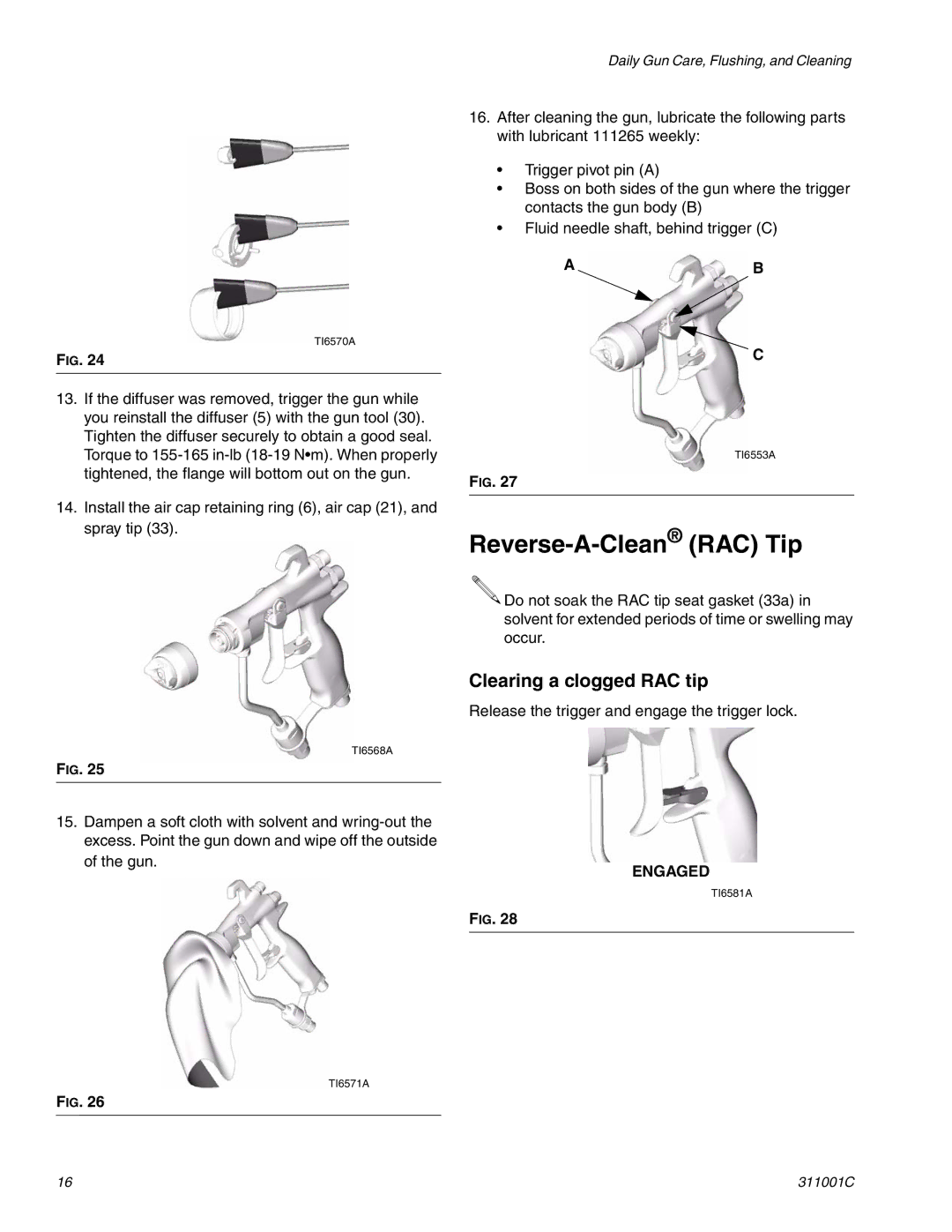 Graco Inc 311001C important safety instructions Clearing a clogged RAC tip 