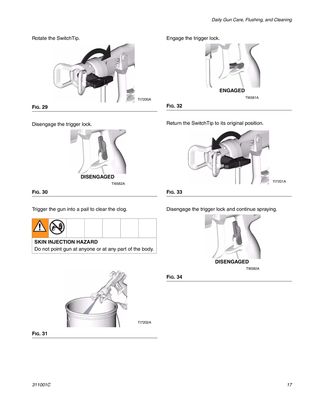 Graco Inc 311001C important safety instructions Disengaged 