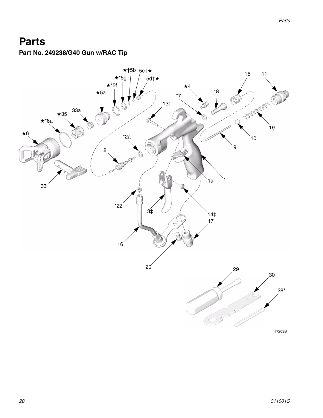 Graco Inc 311001C important safety instructions Part No /G40 Gun w/RAC Tip 