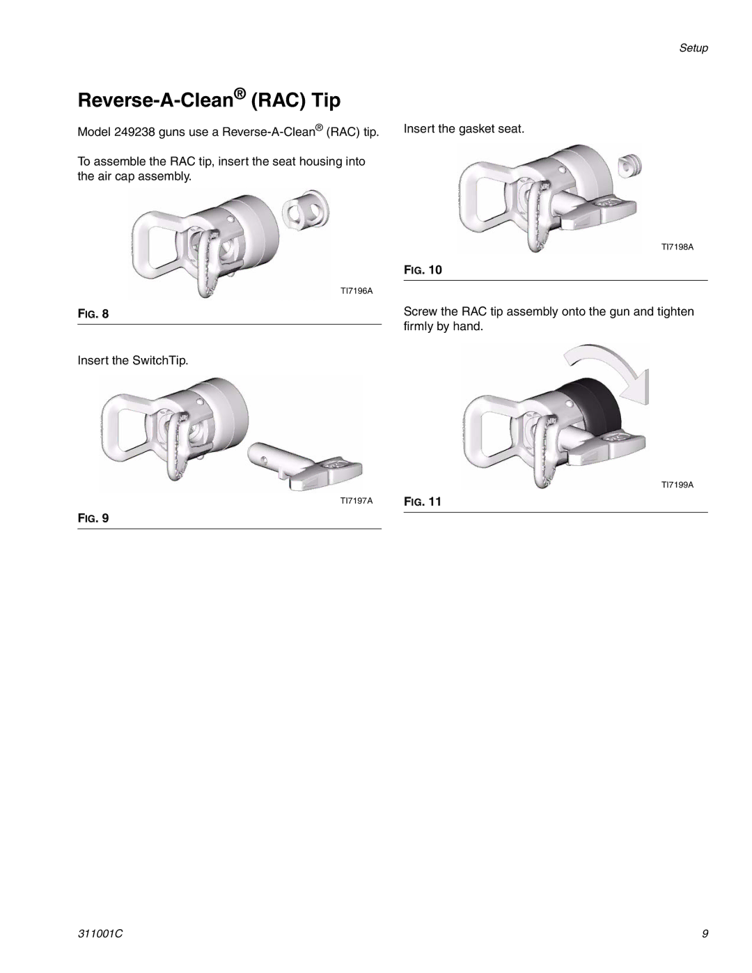 Graco Inc 311001C important safety instructions Reverse-A-CleanRAC Tip 