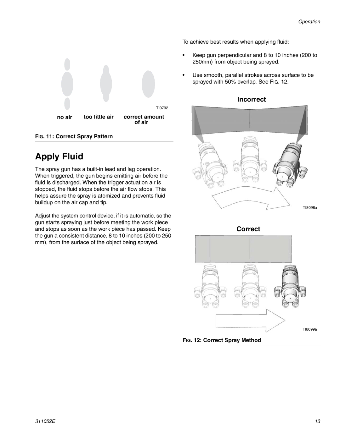 Graco Inc 288046, 311052E, 288217, G40 Apply Fluid, Incorrect, No air Too little air Correct amount Air 