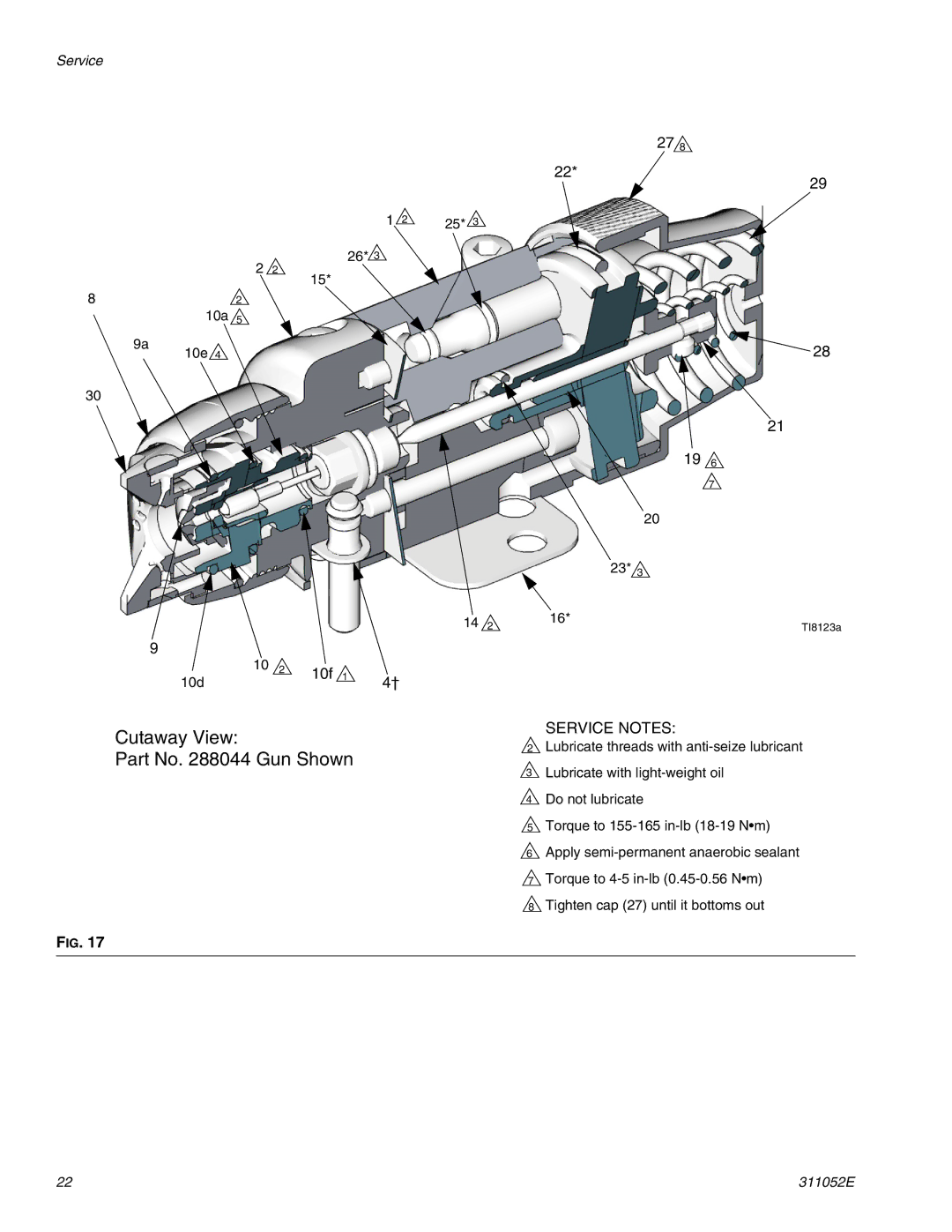 Graco Inc 288217, 311052E, 288046, G40 important safety instructions Cutaway View Part No Gun Shown 