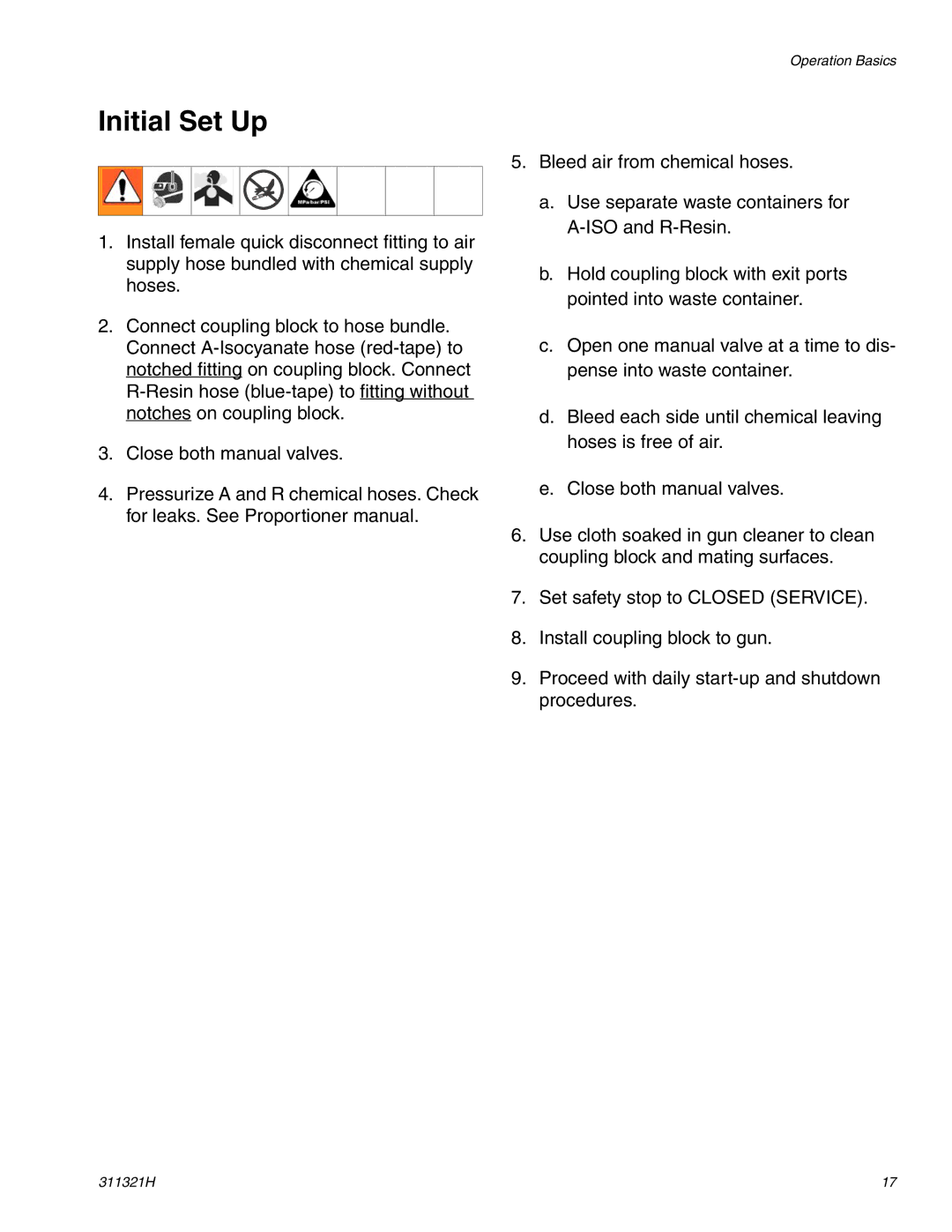 Graco Inc GX-7 400, 311321H, GX-7 DI, GX-7A important safety instructions Initial Set Up 