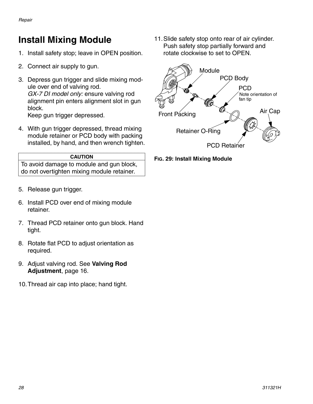 Graco Inc 311321H, GX-7 400, GX-7 DI, GX-7A important safety instructions Install Mixing Module 