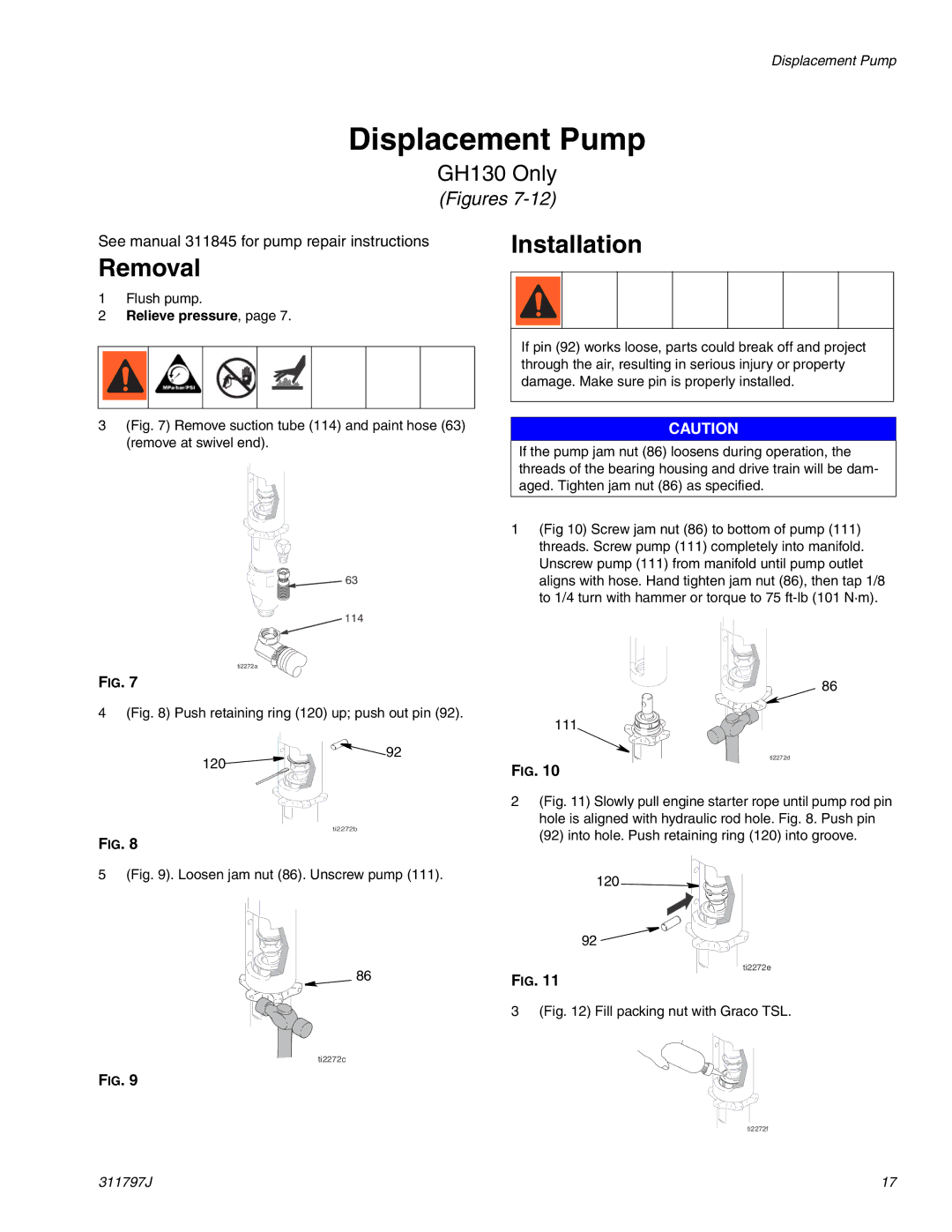 Graco Inc 311797J important safety instructions Displacement Pump, Figures 