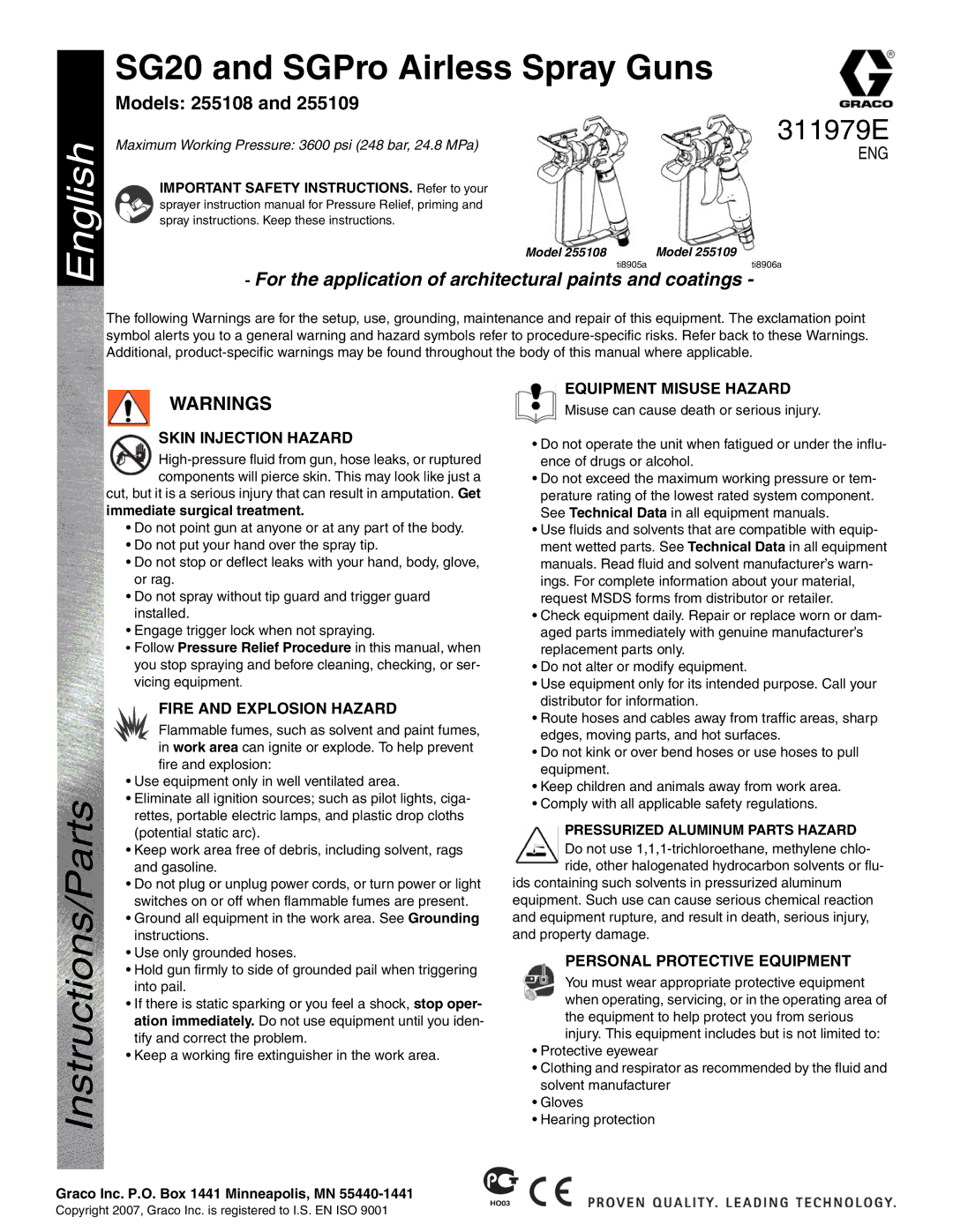 Graco Inc 255109 important safety instructions Important Safety INSTRUCTIONS. Refer to your, Immediate surgical treatment 