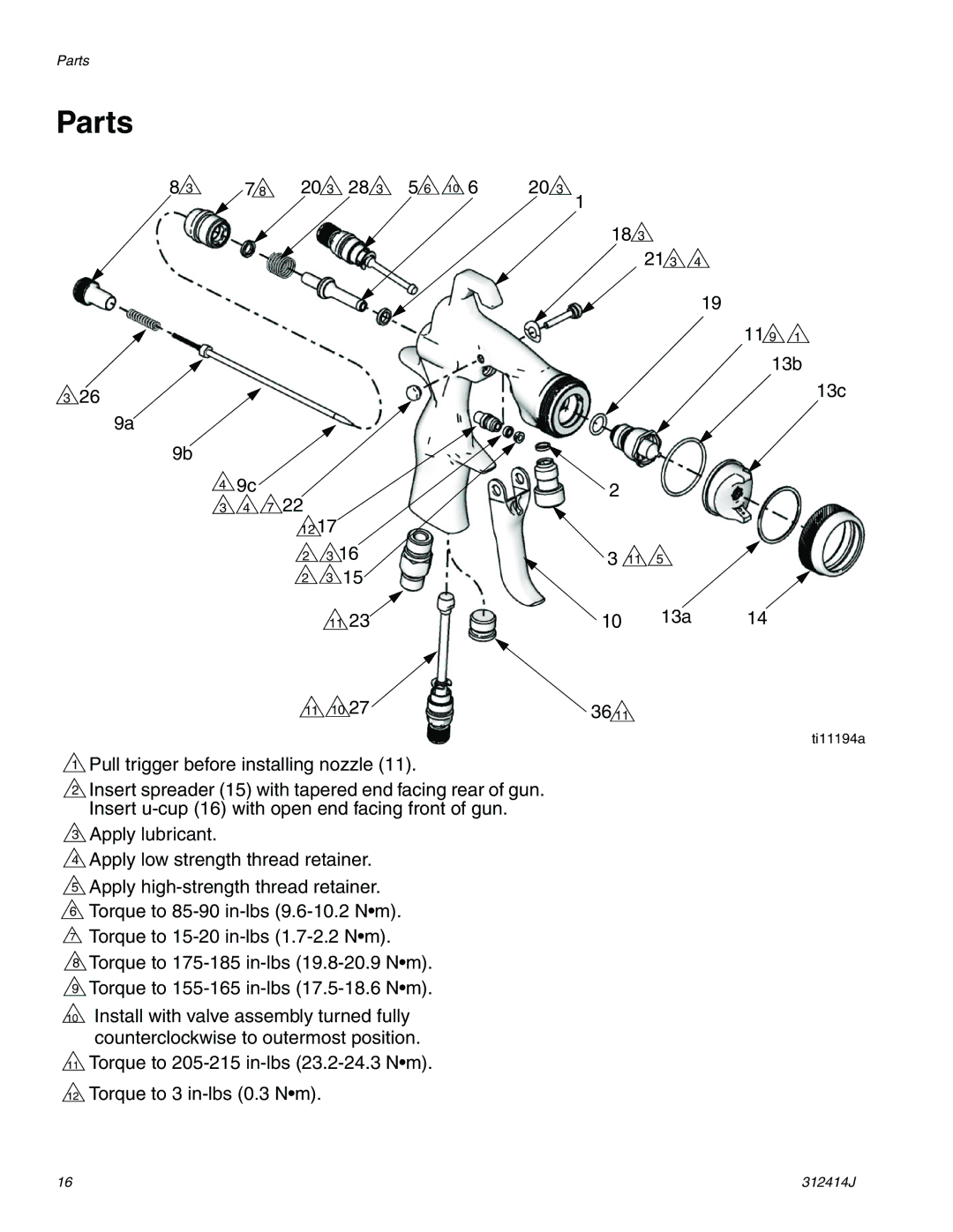 Graco Inc 312414J important safety instructions Parts 