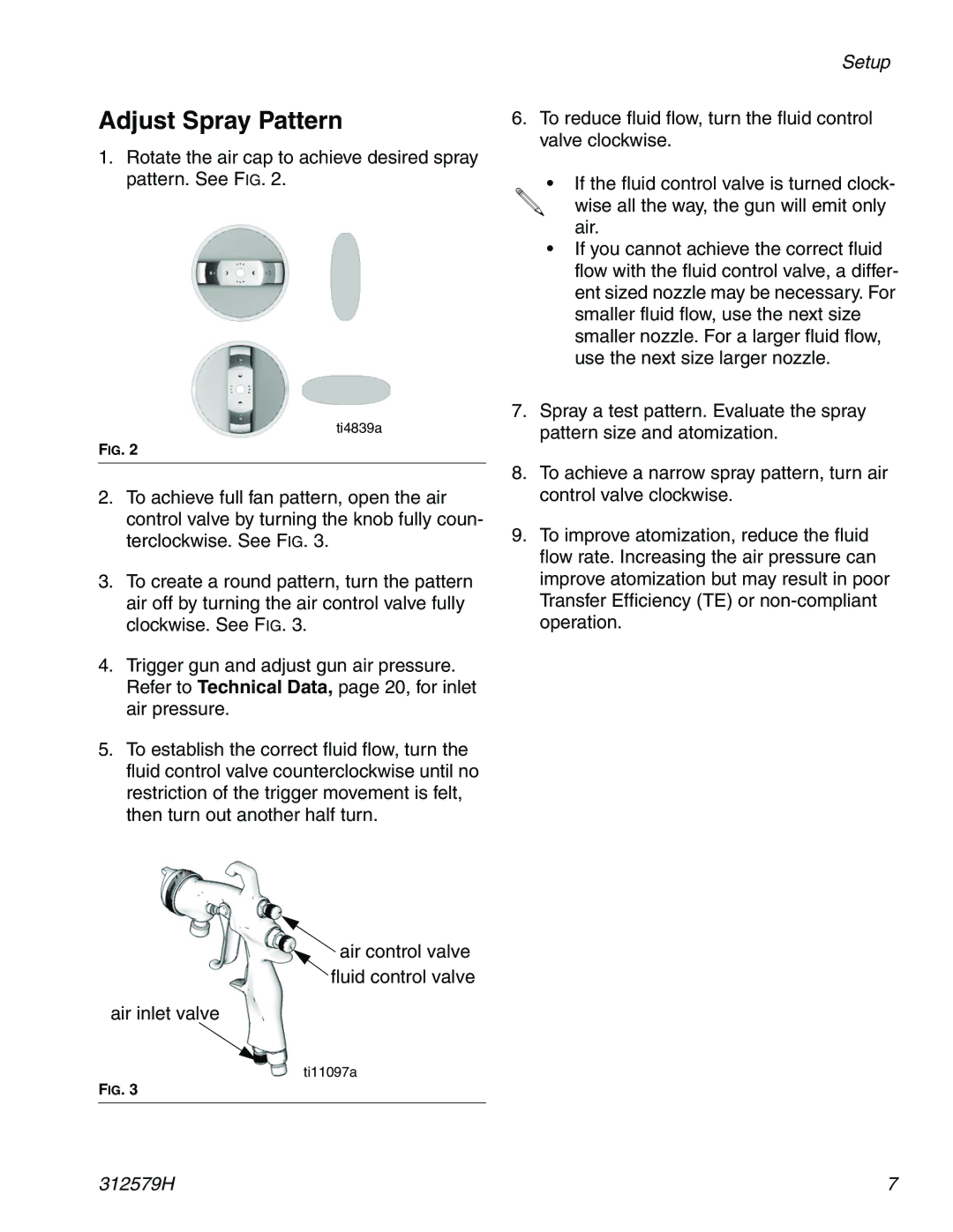 Graco Inc 312579H important safety instructions Adjust Spray Pattern 