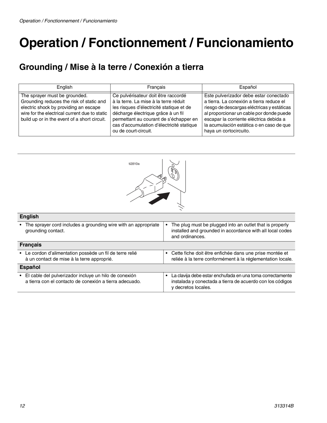 Graco Inc 313314B, 300E important safety instructions English, Français, Español, Ou de court-circuit Haya un cortocircuito 