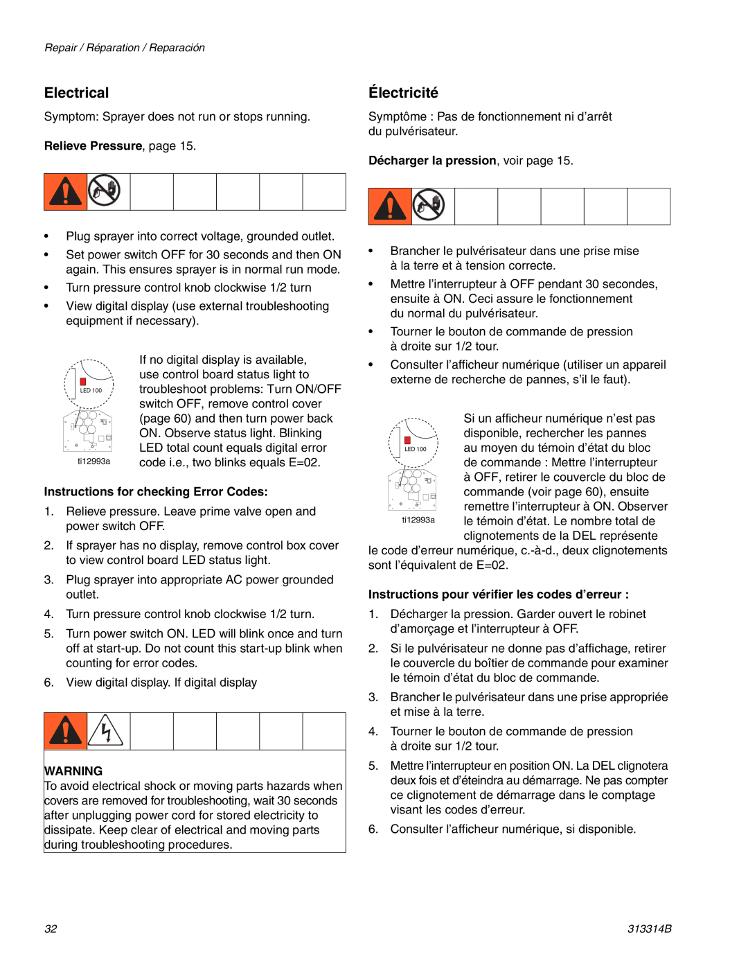 Graco Inc 313314B, 300E important safety instructions Electrical, Électricité 