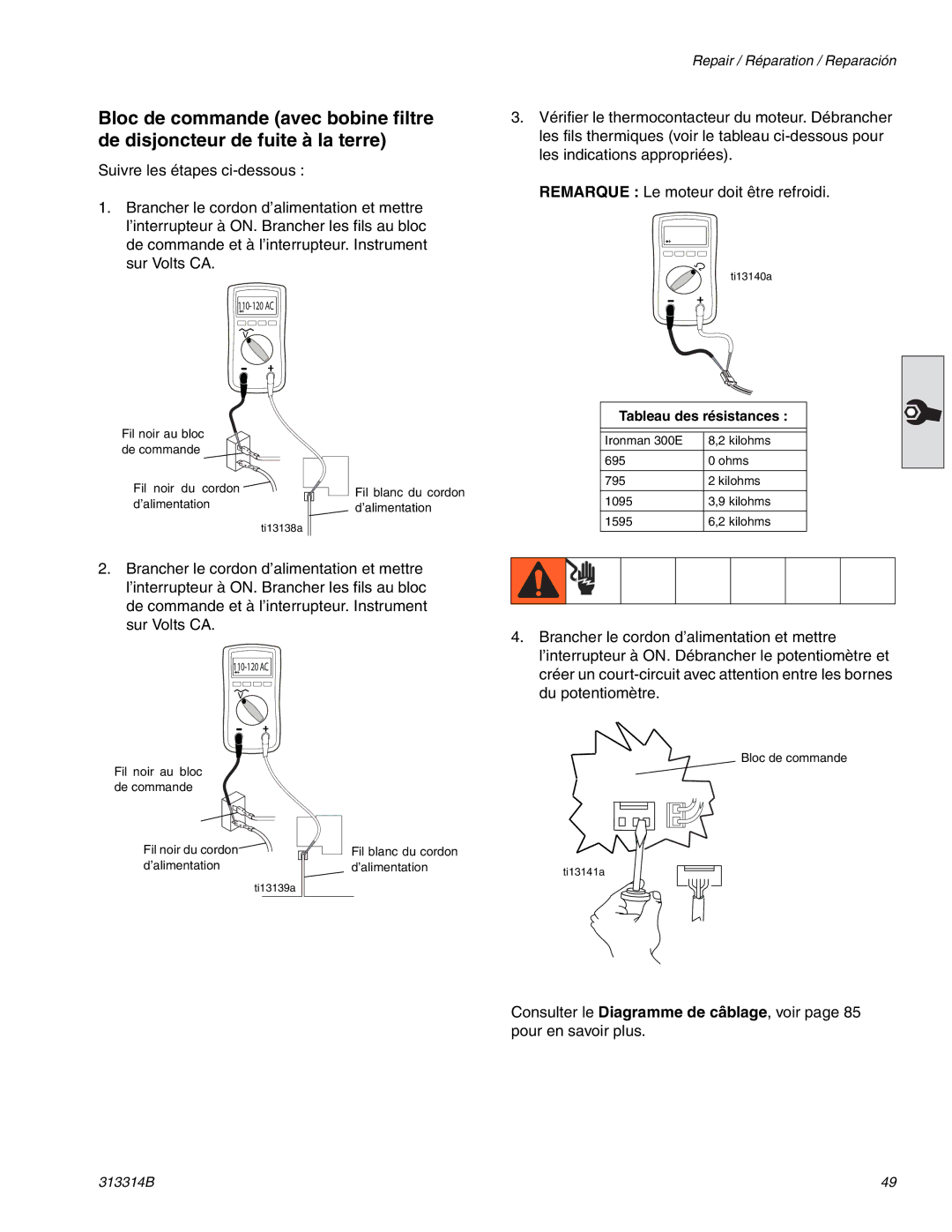 Graco Inc 300E, 313314B important safety instructions Fil blanc du cordon d’alimentation 