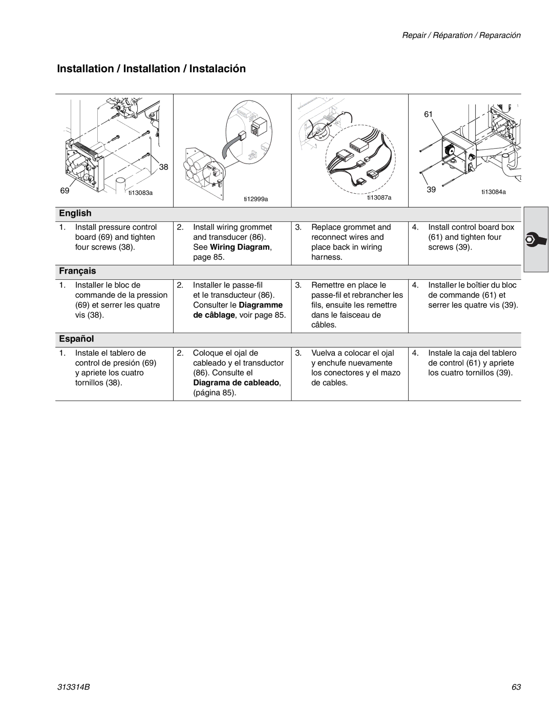 Graco Inc 300E, 313314B important safety instructions Ti13083a Ti13084a Ti12999a Ti13087a 