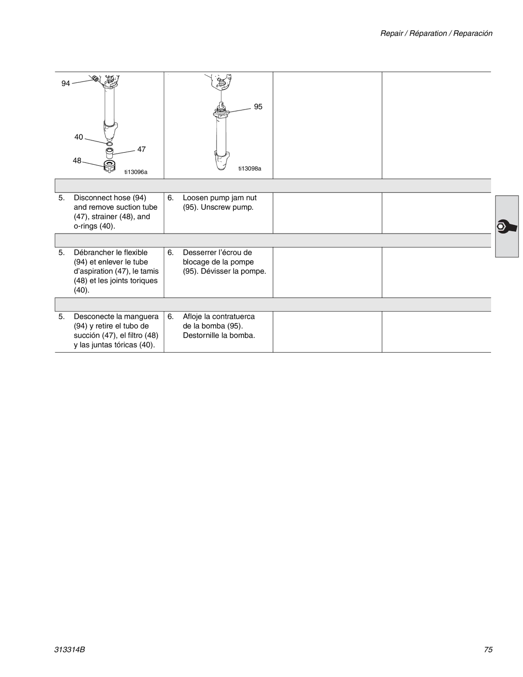 Graco Inc 300E, 313314B important safety instructions Débrancher le flexible 