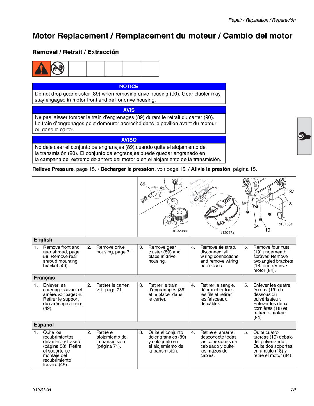 Graco Inc 300E, 313314B important safety instructions Arrière, voir 