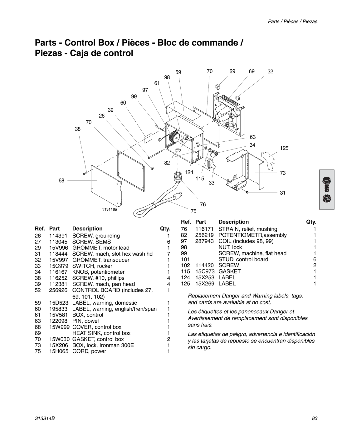 Graco Inc 300E, 313314B important safety instructions Screw 