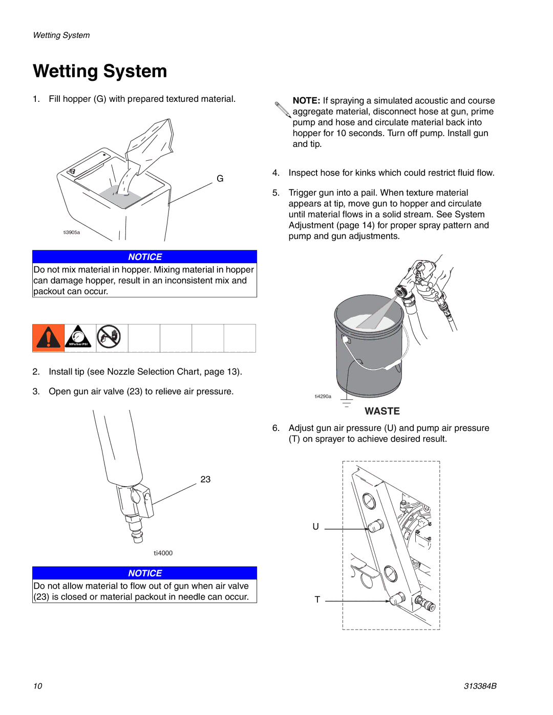 Graco Inc 257030, 313384B, 2000EX important safety instructions Wetting System, Waste 