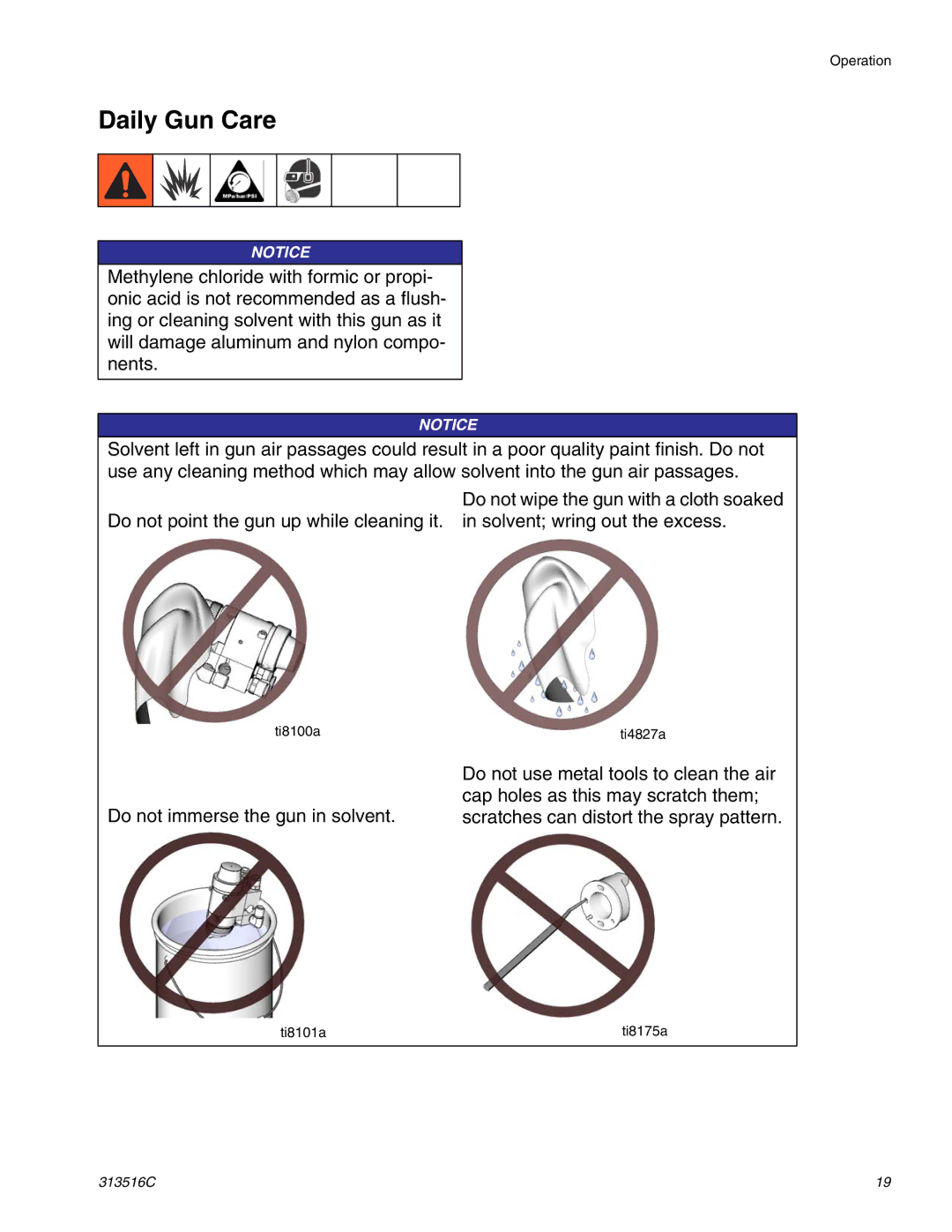 Graco Inc 313516C important safety instructions Daily Gun Care 