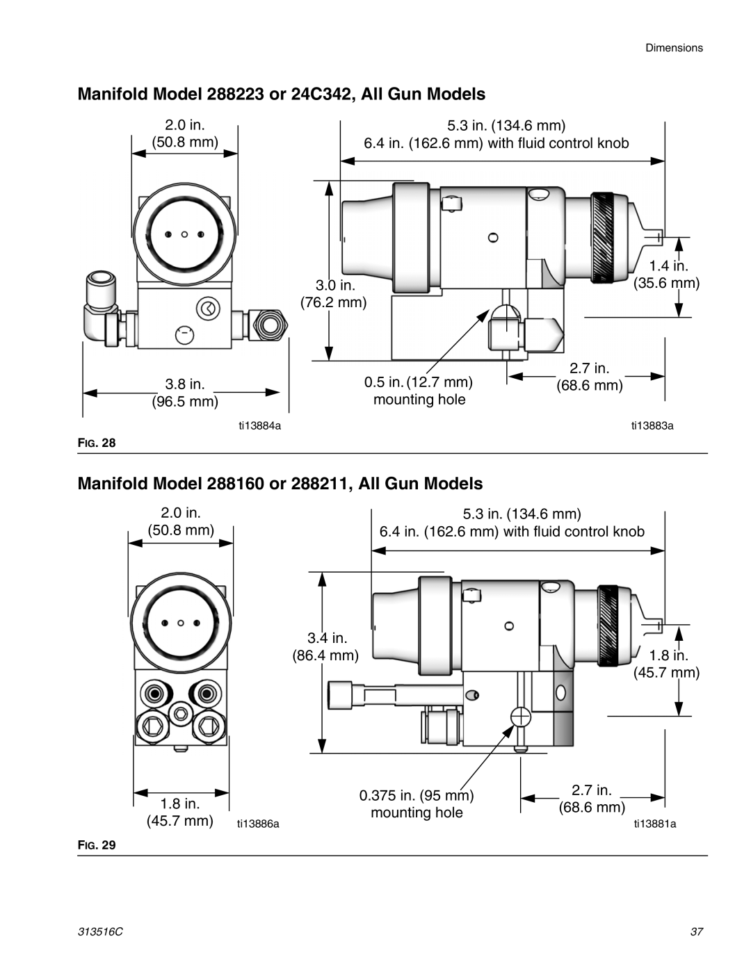 Graco Inc 313516C Manifold Model 288223 or 24C342, All Gun Models, Manifold Model 288160 or 288211, All Gun Models 