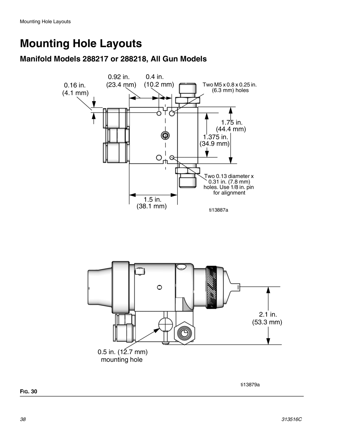 Graco Inc 313516C important safety instructions Mounting Hole Layouts 