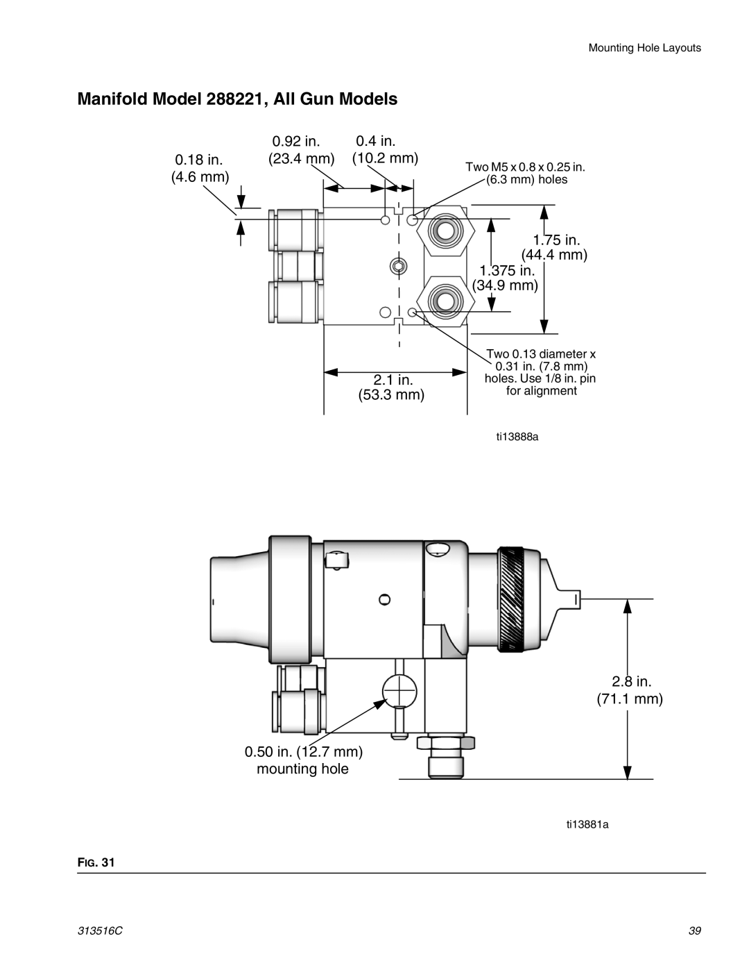 Graco Inc 313516C important safety instructions 23.4 mm 10.2 mm 53.3 mm 50 in .7 mm Mounting hole 