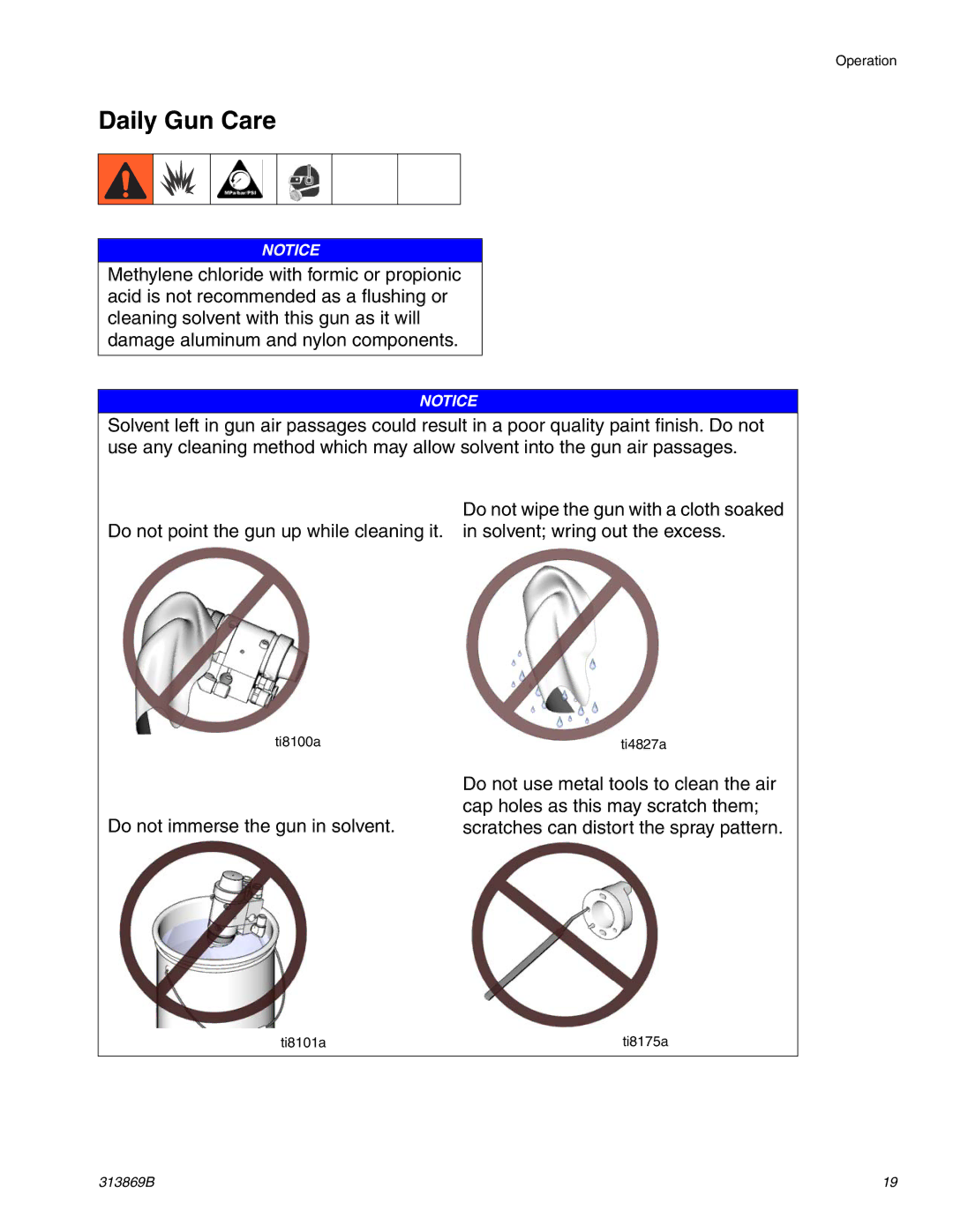 Graco Inc TI14427A, 313869B, TI14428A important safety instructions Daily Gun Care 