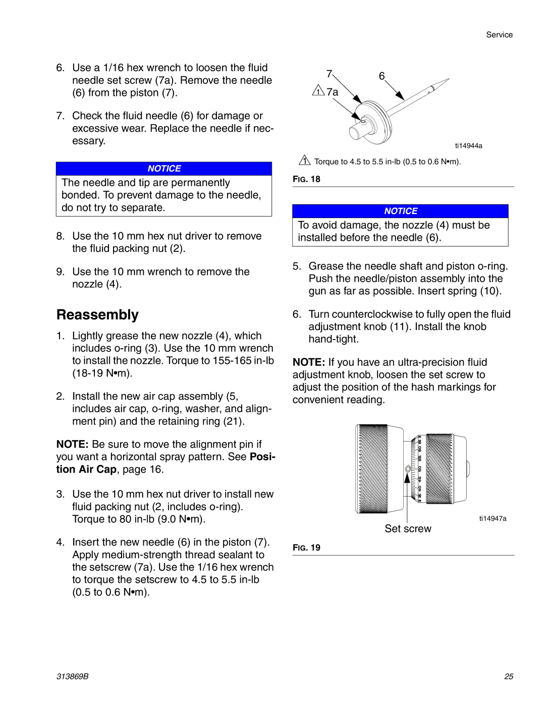 Graco Inc TI14427A, 313869B, TI14428A important safety instructions Reassembly 