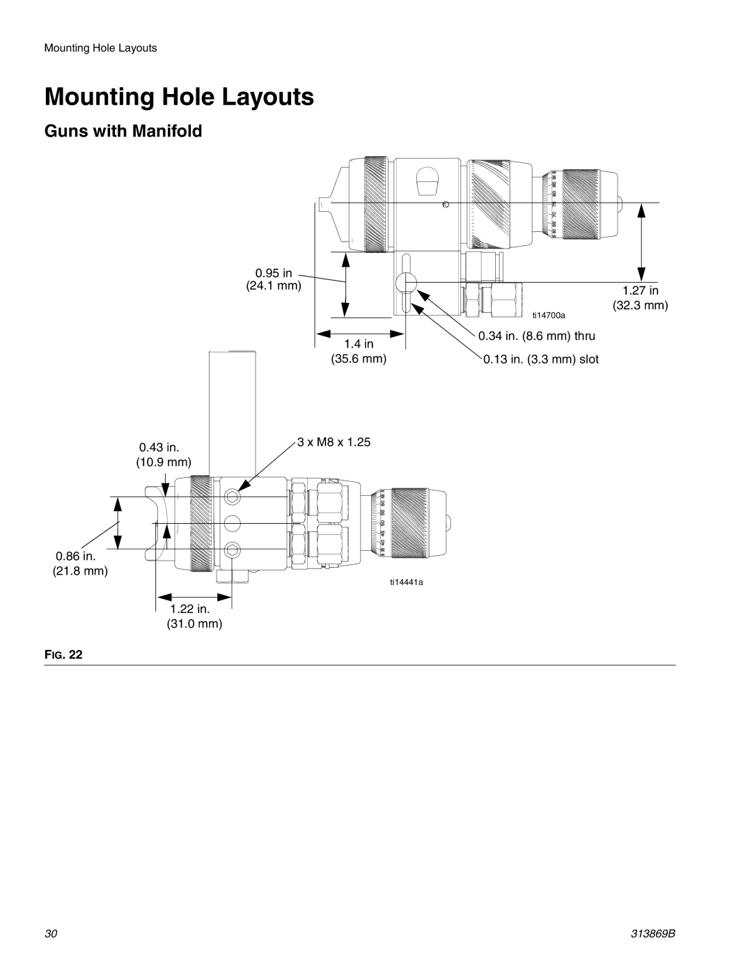 Graco Inc 313869B, TI14427A, TI14428A important safety instructions Mounting Hole Layouts 