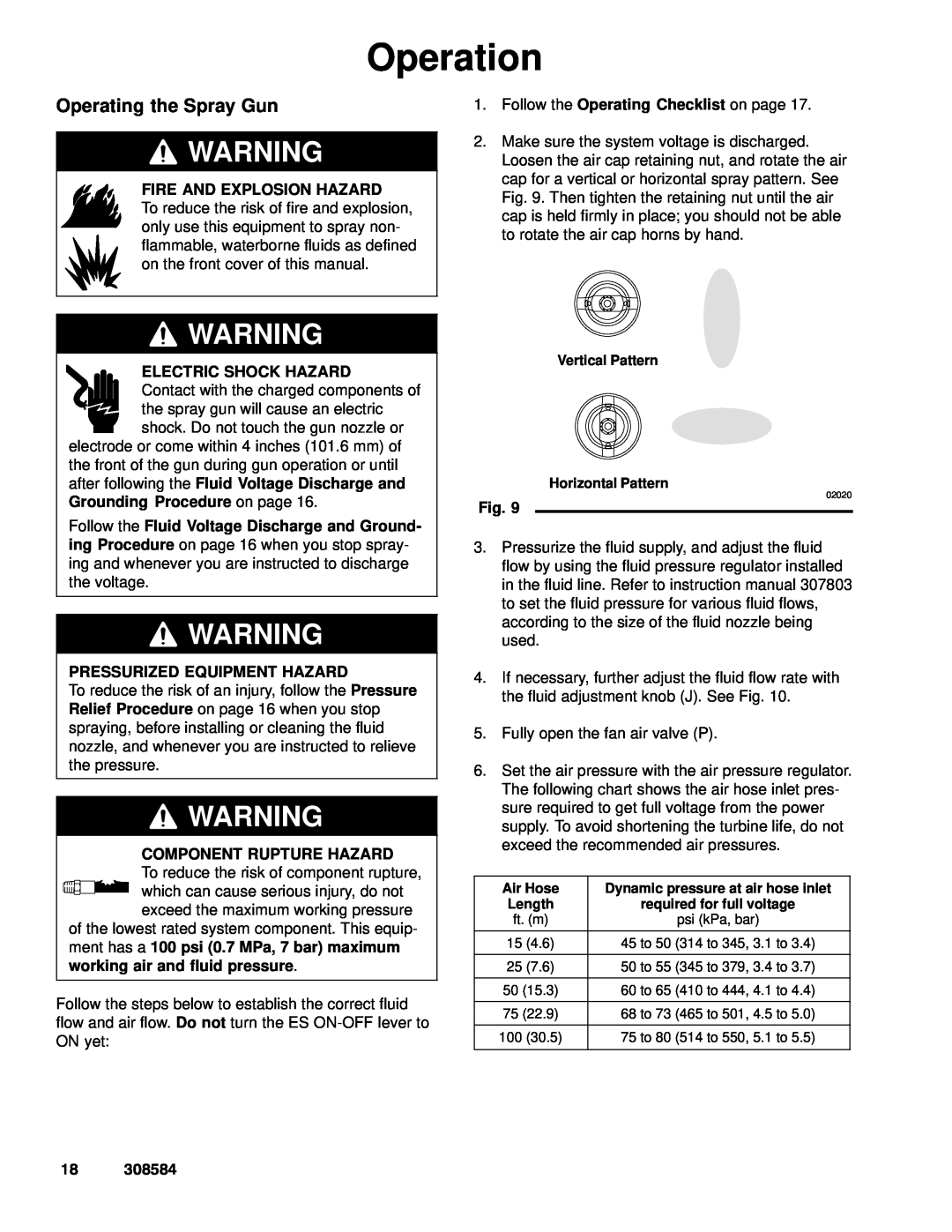Graco Inc 3500WB, 308584, 222700 Operating the Spray Gun, Fire And Explosion Hazard, Component Rupture Hazard, Operation 