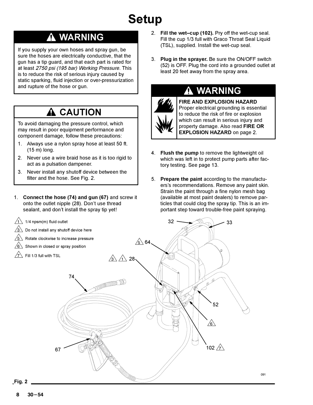 Graco Inc 390sts, 308-548, 231-353 manual Setup 