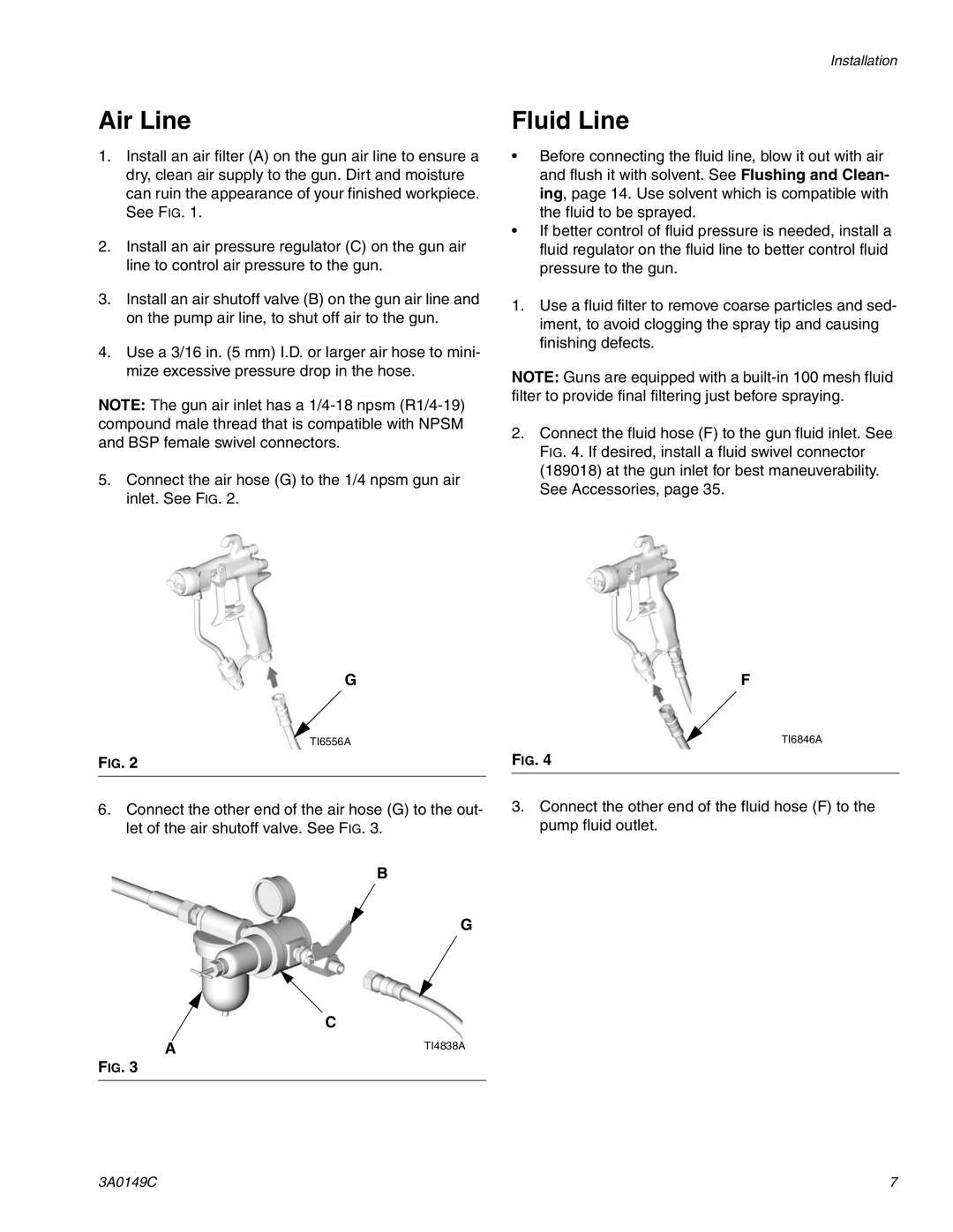 Graco Inc 3A0149C important safety instructions Air Line, Fluid Line 