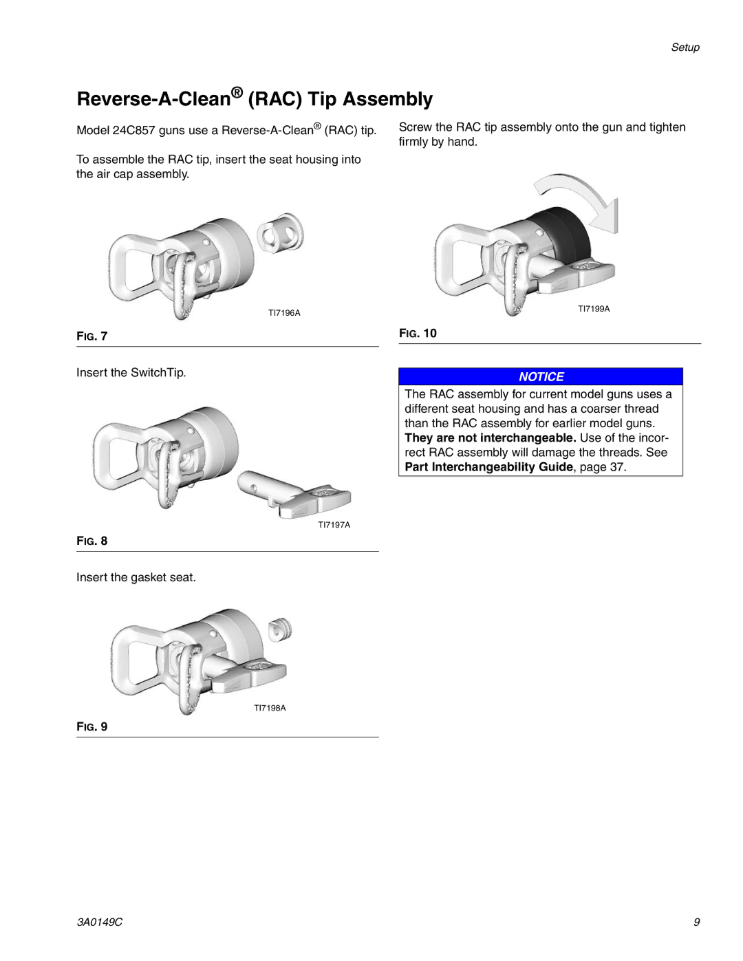 Graco Inc 3A0149C important safety instructions Reverse-A-CleanRAC Tip Assembly 