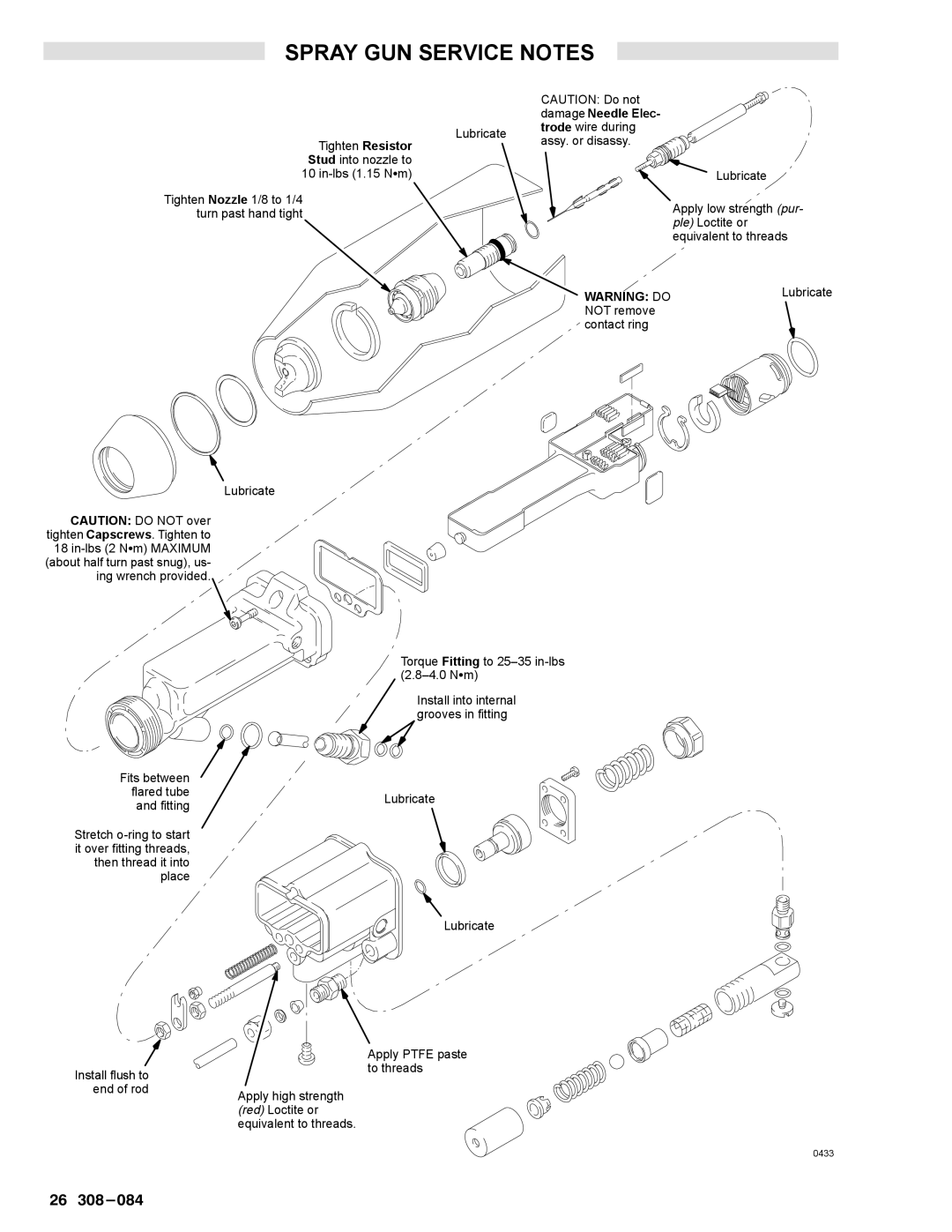 Graco Inc 235893, 4600SC, 308-084, 235-894, 224-224, 224-094 manual Spray GUN Service Notes 