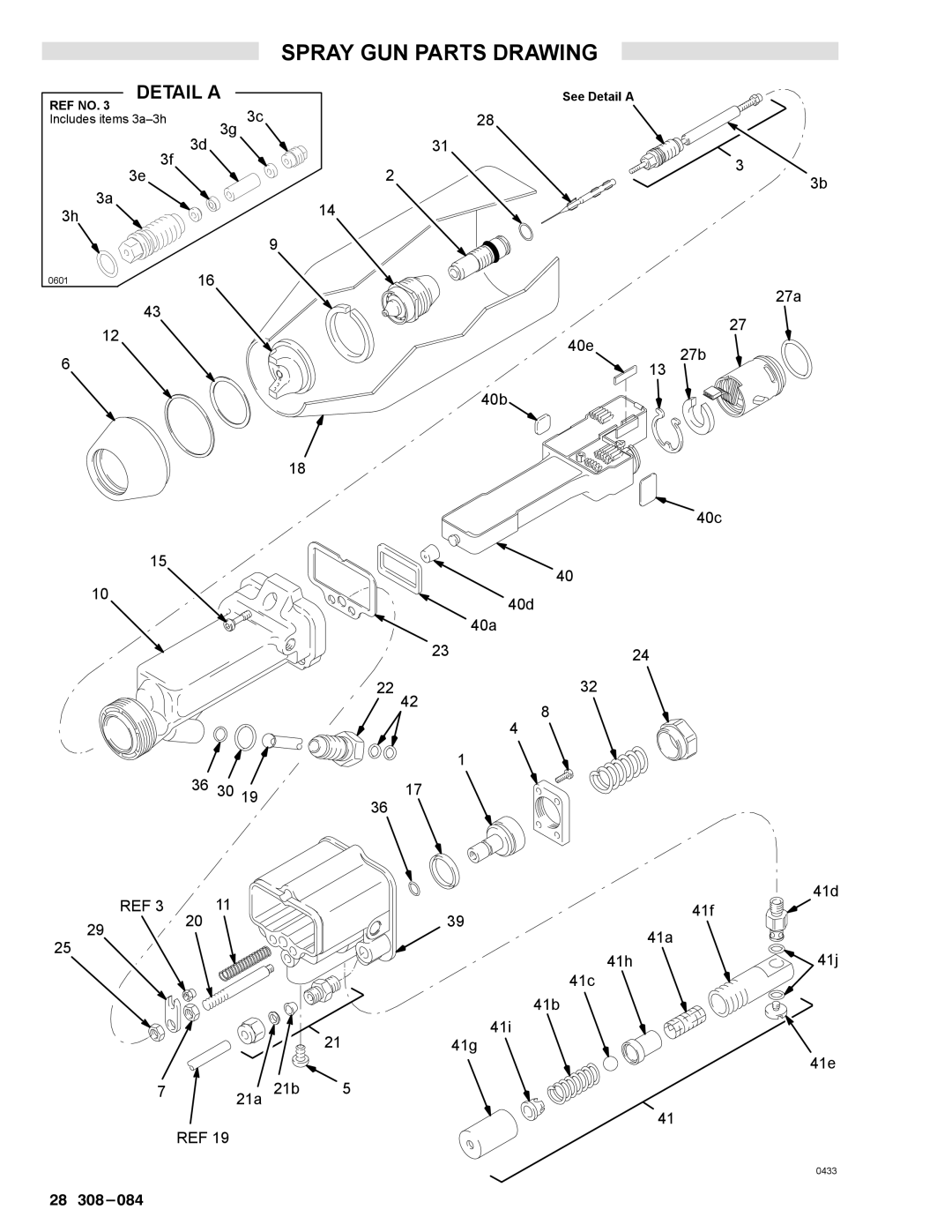 Graco Inc 224-224, 4600SC, 308-084, 235893, 235-894, 224-094 manual Spray GUN Parts Drawing, Detail a 