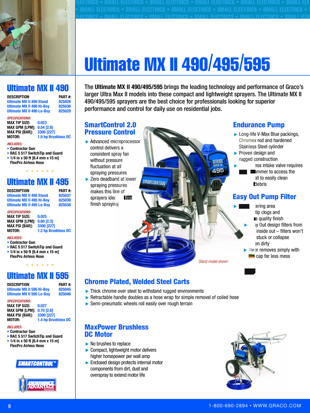 Graco Inc FT500 manual Ultimate MX II, Chrome Plated, Welded Steel Carts, MaxPower Brushless DC Motor 