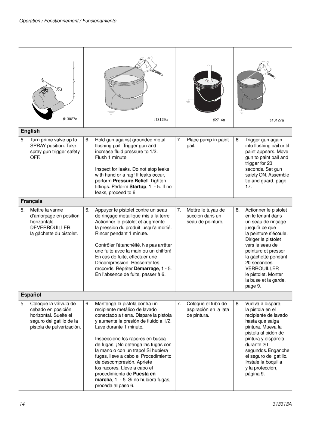 Graco Inc 256790, 500G, 313313A important safety instructions Deverrouiller 