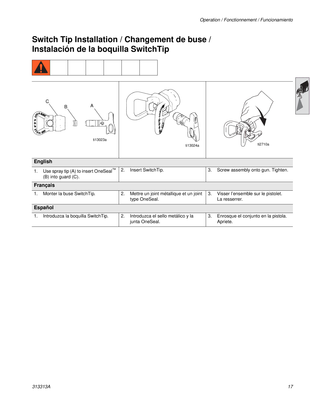 Graco Inc 256790, 500G, 313313A important safety instructions Ti13023a Ti13024a Ti2710a 