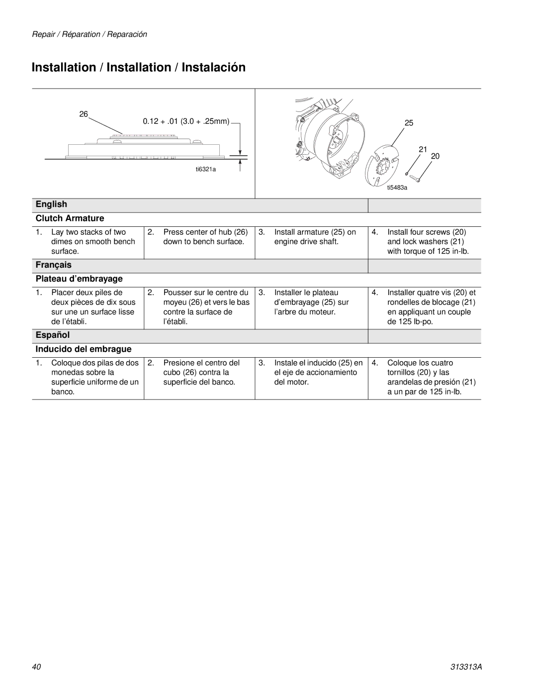 Graco Inc 313313A, 500G, 256790 English Clutch Armature, Français Plateau d’embrayage, Español Inducido del embrague 