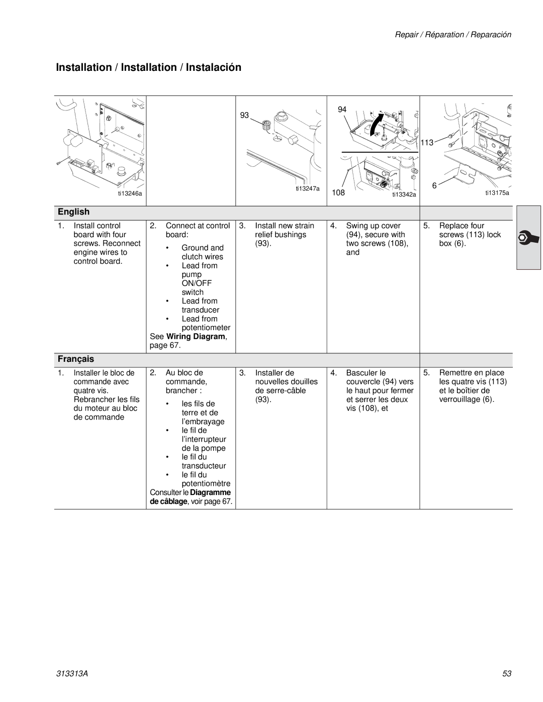 Graco Inc 256790, 500G, 313313A important safety instructions See Wiring Diagram 