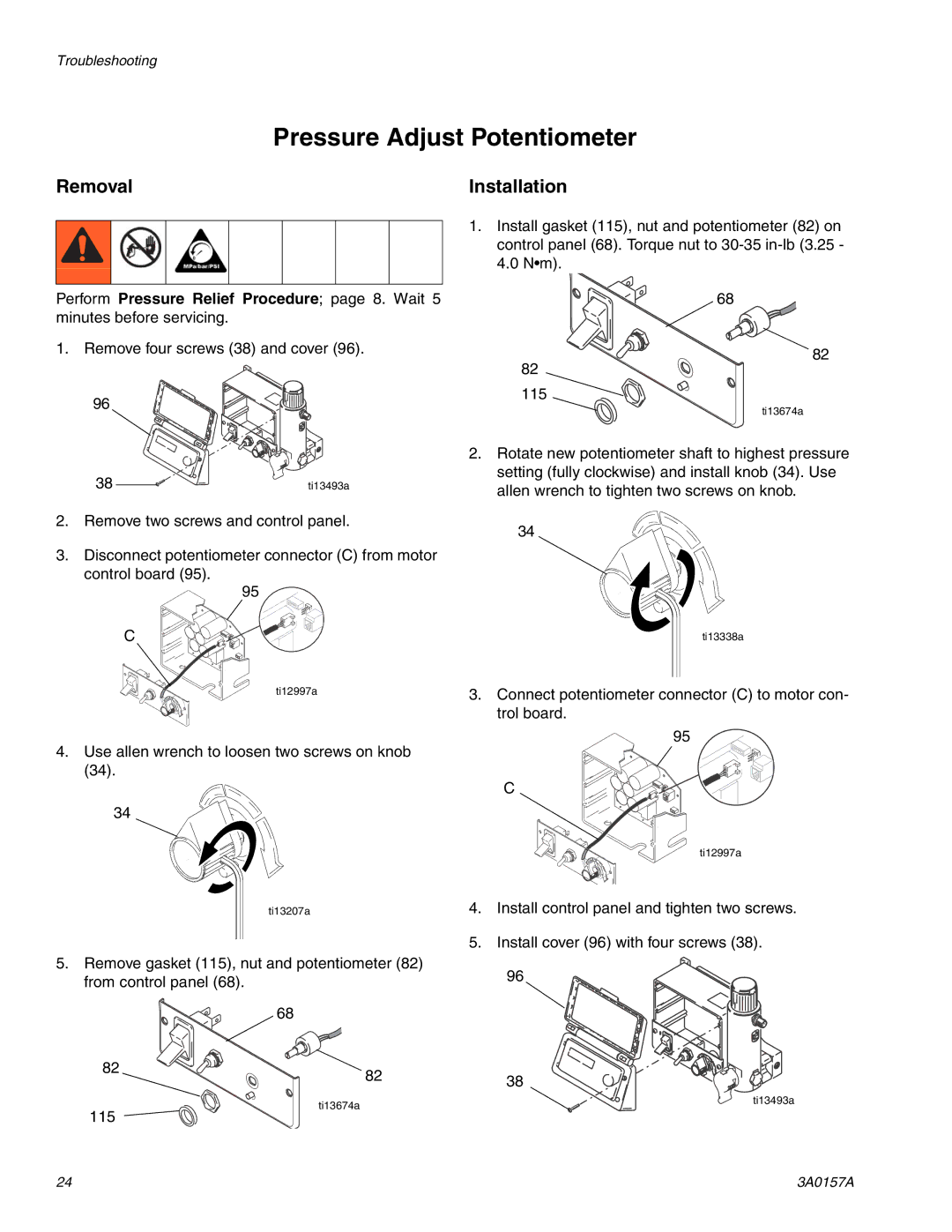 Graco Inc 1595 Premium Hi-Boy, 695 Premium Hi-Boy, 795 Premium Hi-Boy, 3A0157A Pressure Adjust Potentiometer 