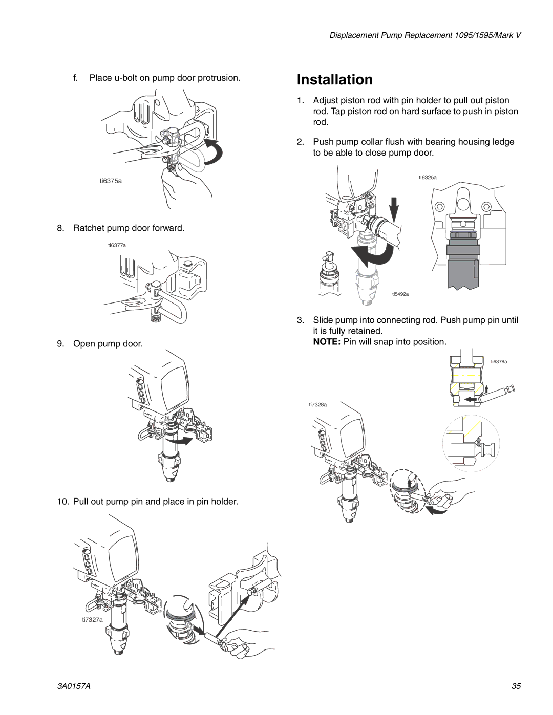 Graco Inc 695 Premium Hi-Boy, 795 Premium Hi-Boy, 3A0157A, 1095 Premium Hi-Boy Place u-bolt on pump door protrusion 