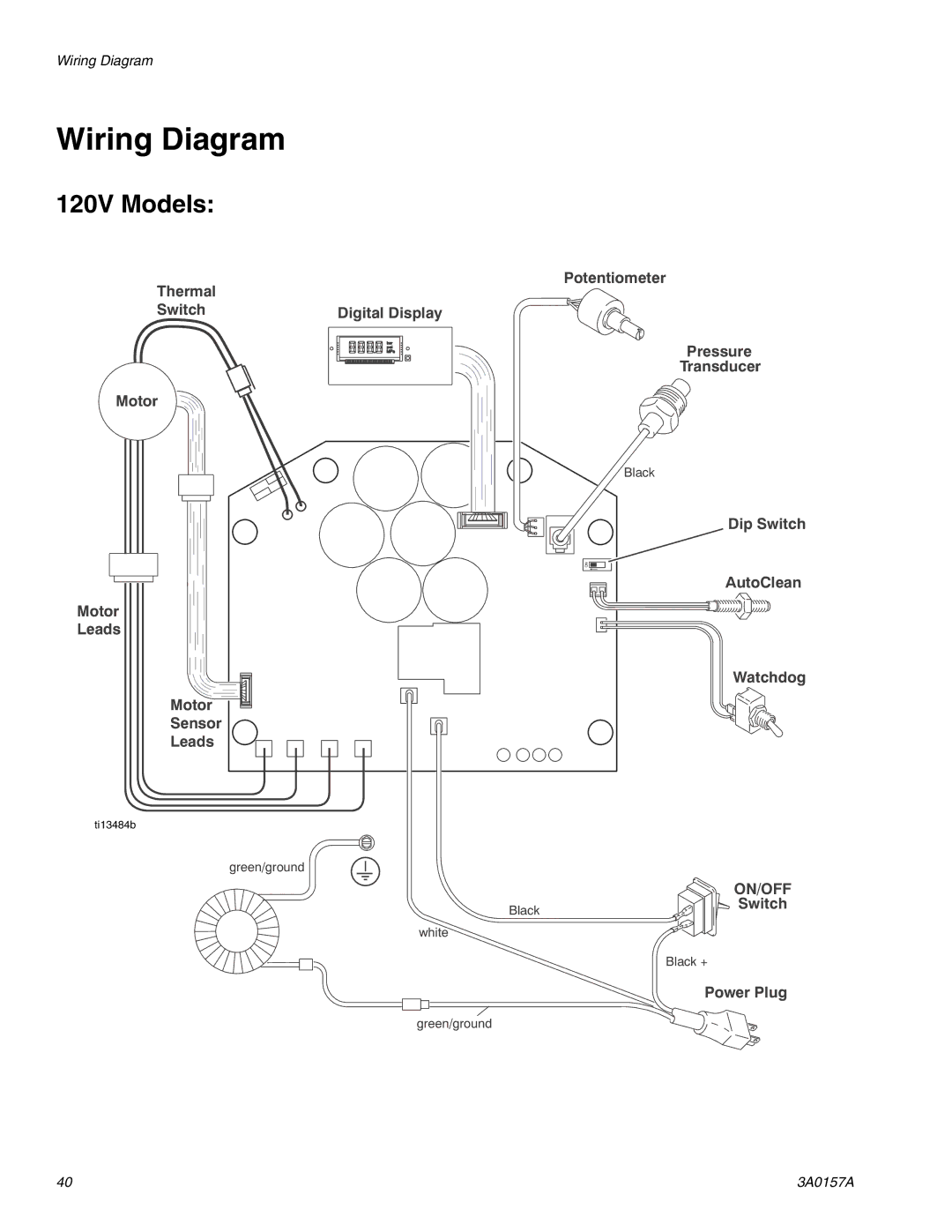 Graco Inc 695 Premium Hi-Boy, 795 Premium Hi-Boy, 3A0157A, 1095 Premium Hi-Boy Wiring Diagram, 120V Models 