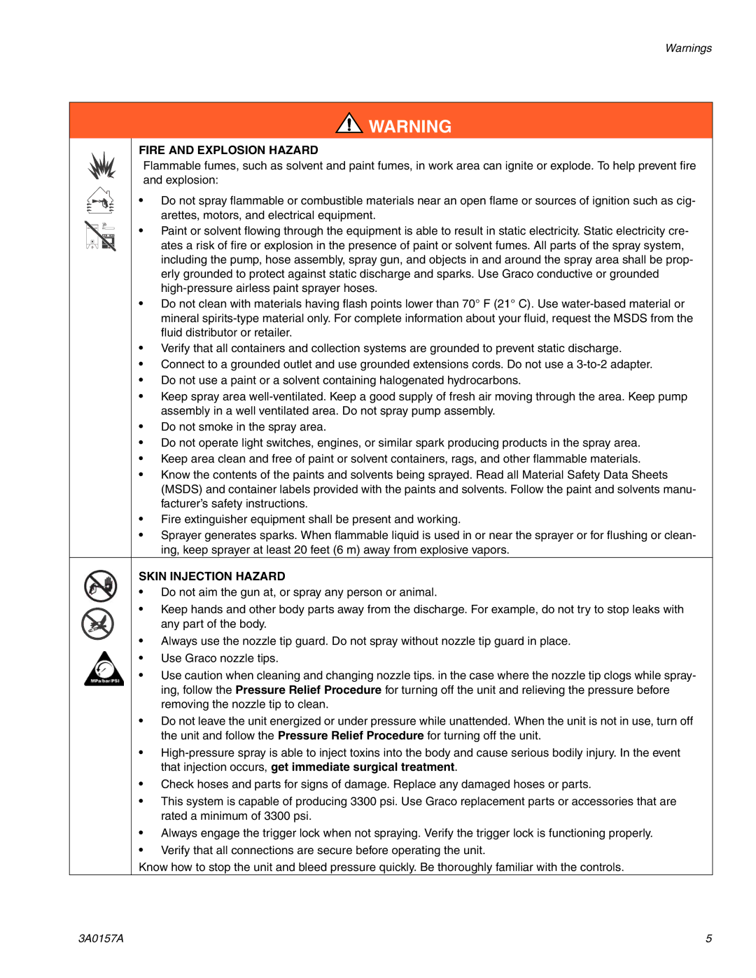 Graco Inc 695 Premium Hi-Boy, 795 Premium Hi-Boy, 3A0157A Fire and Explosion Hazard, Skin Injection Hazard 