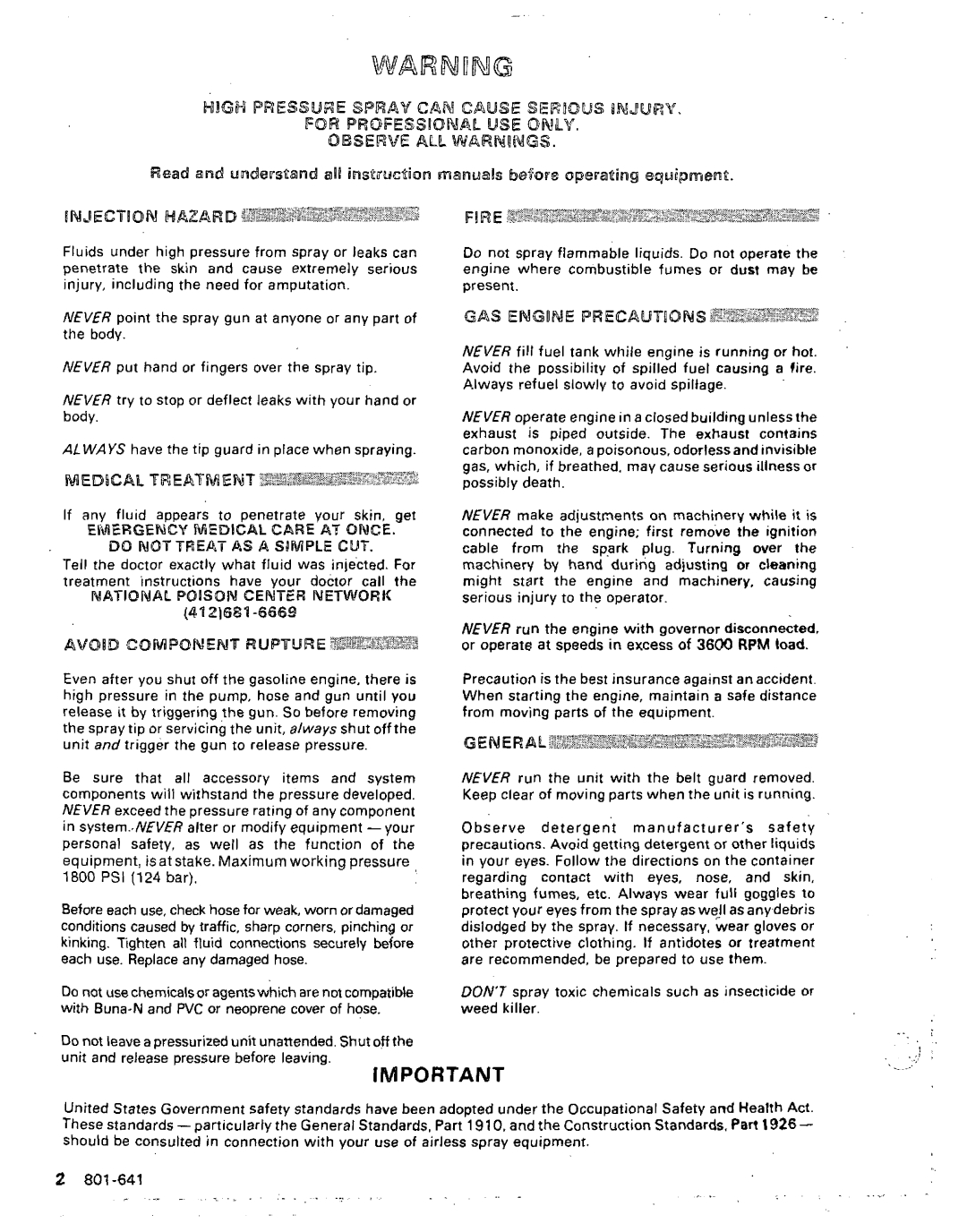 Graco Inc 800-064, 801-641 Emergency Medical Care AT Once, Do not Treat &S a Simple GUT, National Poison Center Network 