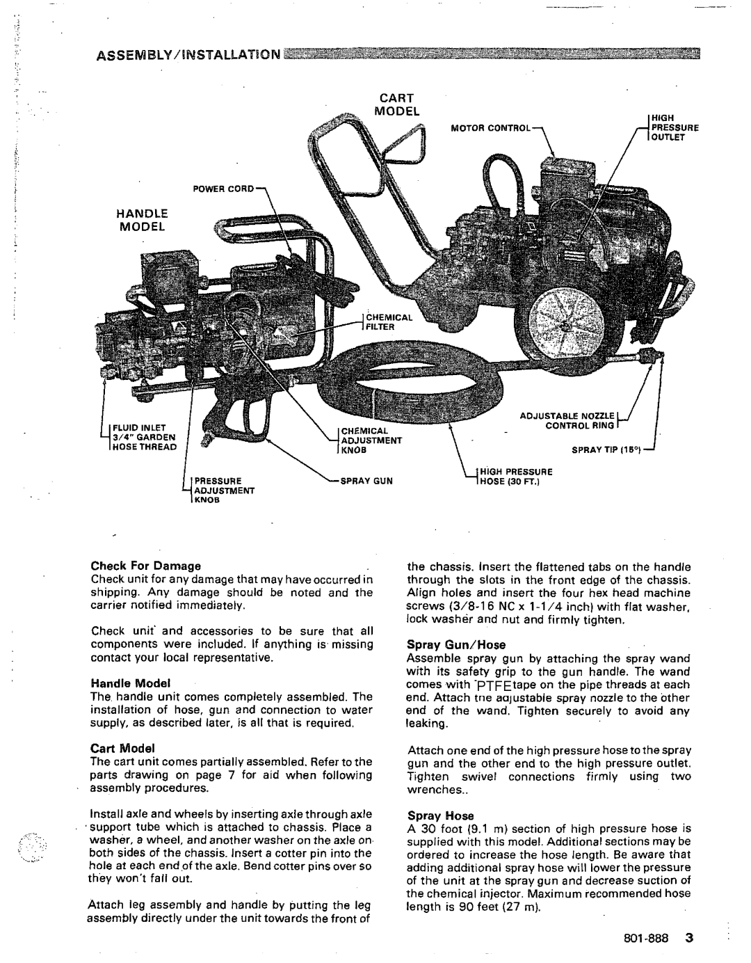 Graco Inc 801-888, 800-094 manual Cart, Handle Model, Spray Gun/Hose 